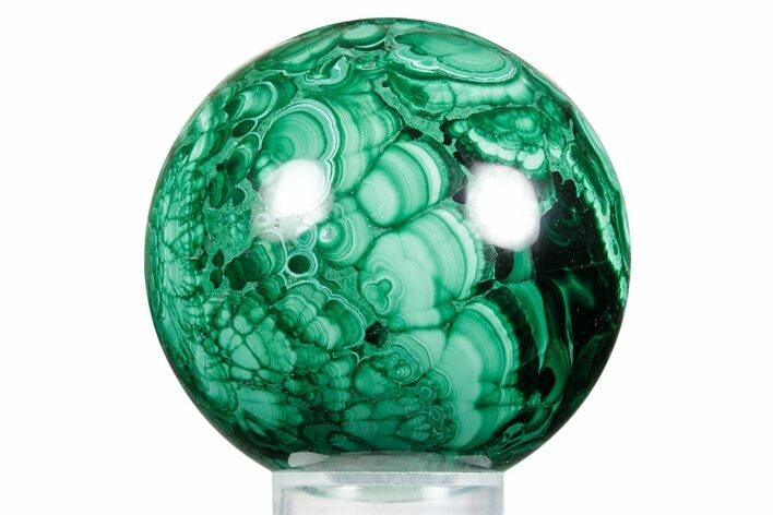 Flowery Polished Malachite Sphere - DR Congo #348896